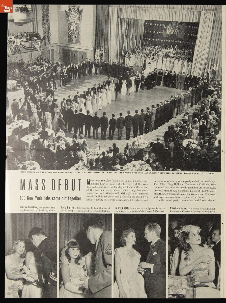 Magazine Reprint, "Mass Debut, 100 New York Debs Come Out Together," 1943