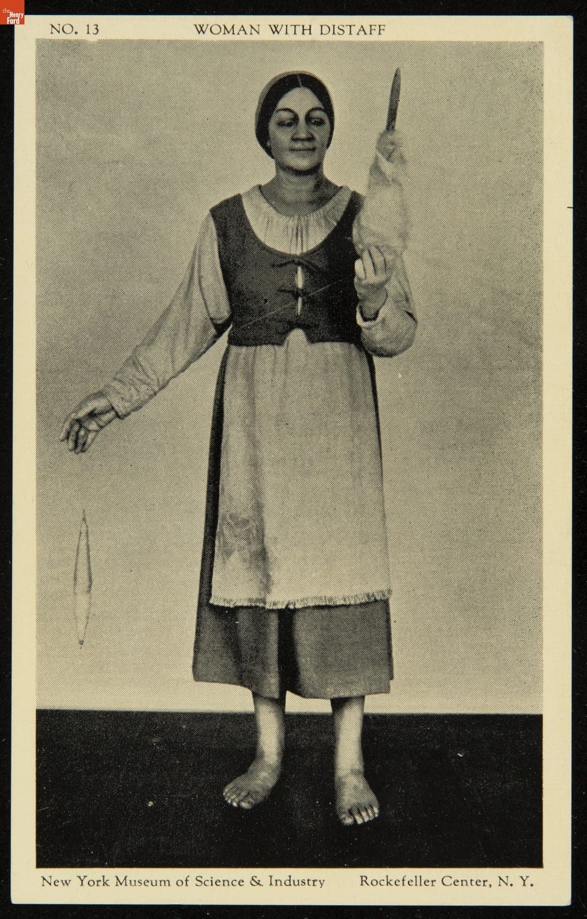 Display of a Woman Spinning Thread with a Distaff at the New York Museum of Science and Industry, 1936-1960