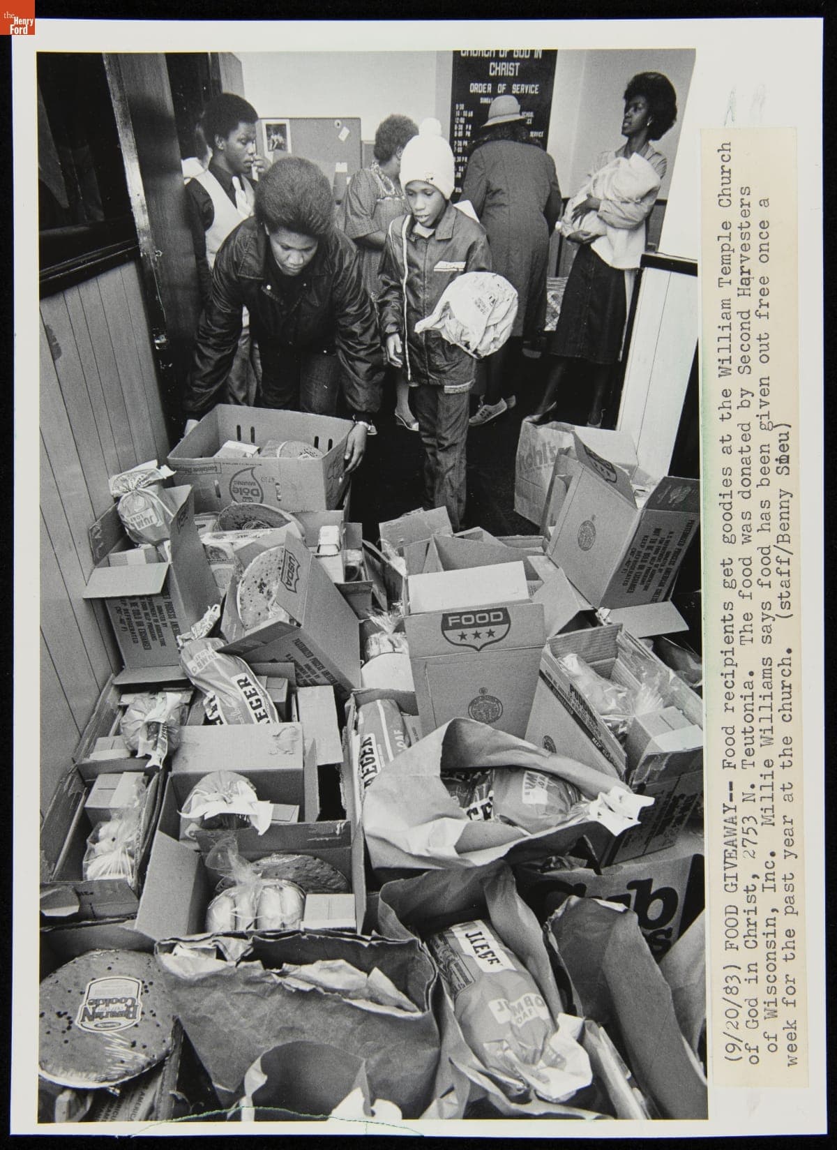 Donated Food Pantry at the William Temple Church of God in Christ, Milwaukee, Wisconsin, September 1983