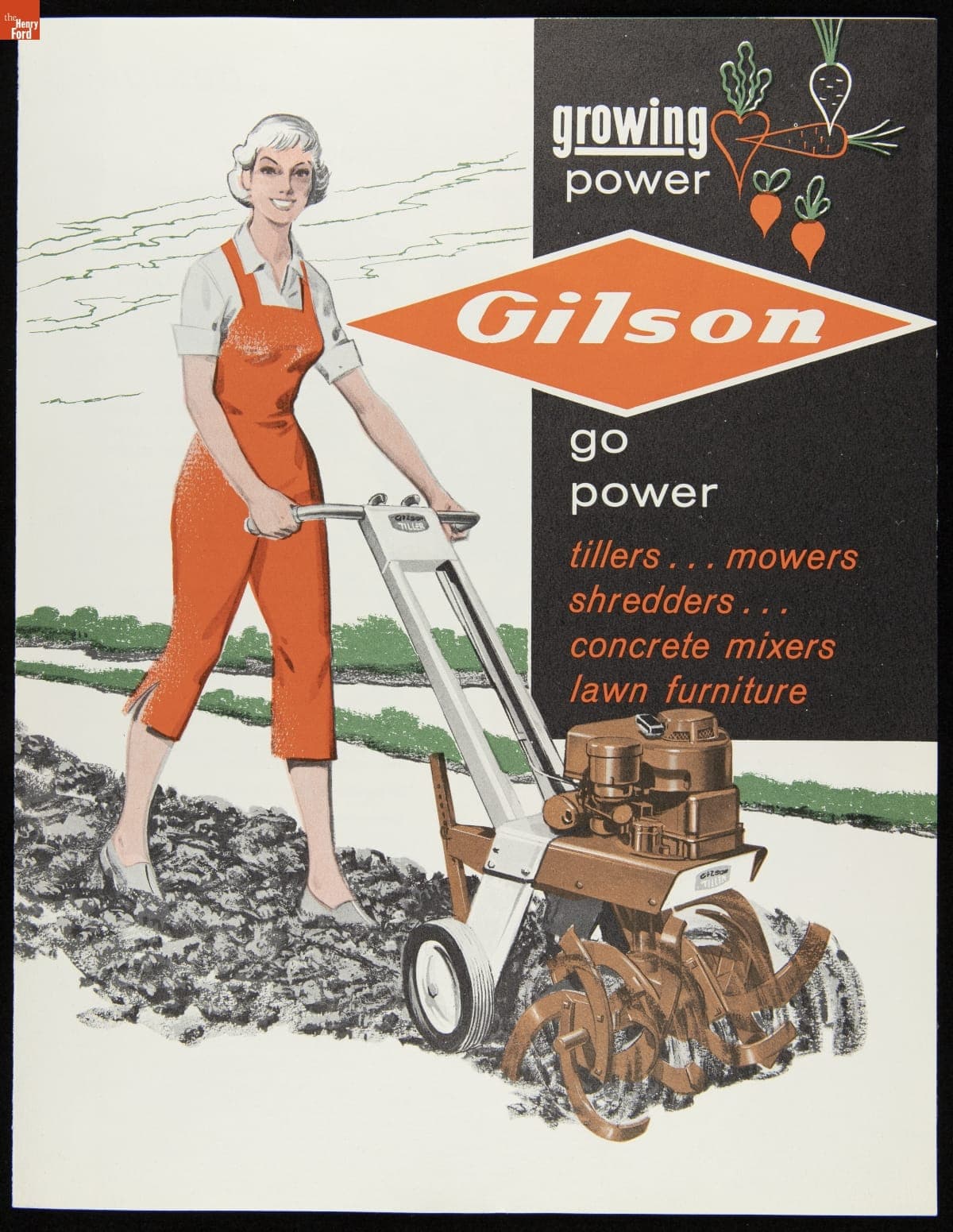 Gilson Brothers Company Catalog, "Gilson Growing Power, Go Power: Tillers, Mowers, Shredders, Concrete Mixers, Lawn Furniture," circa 1958