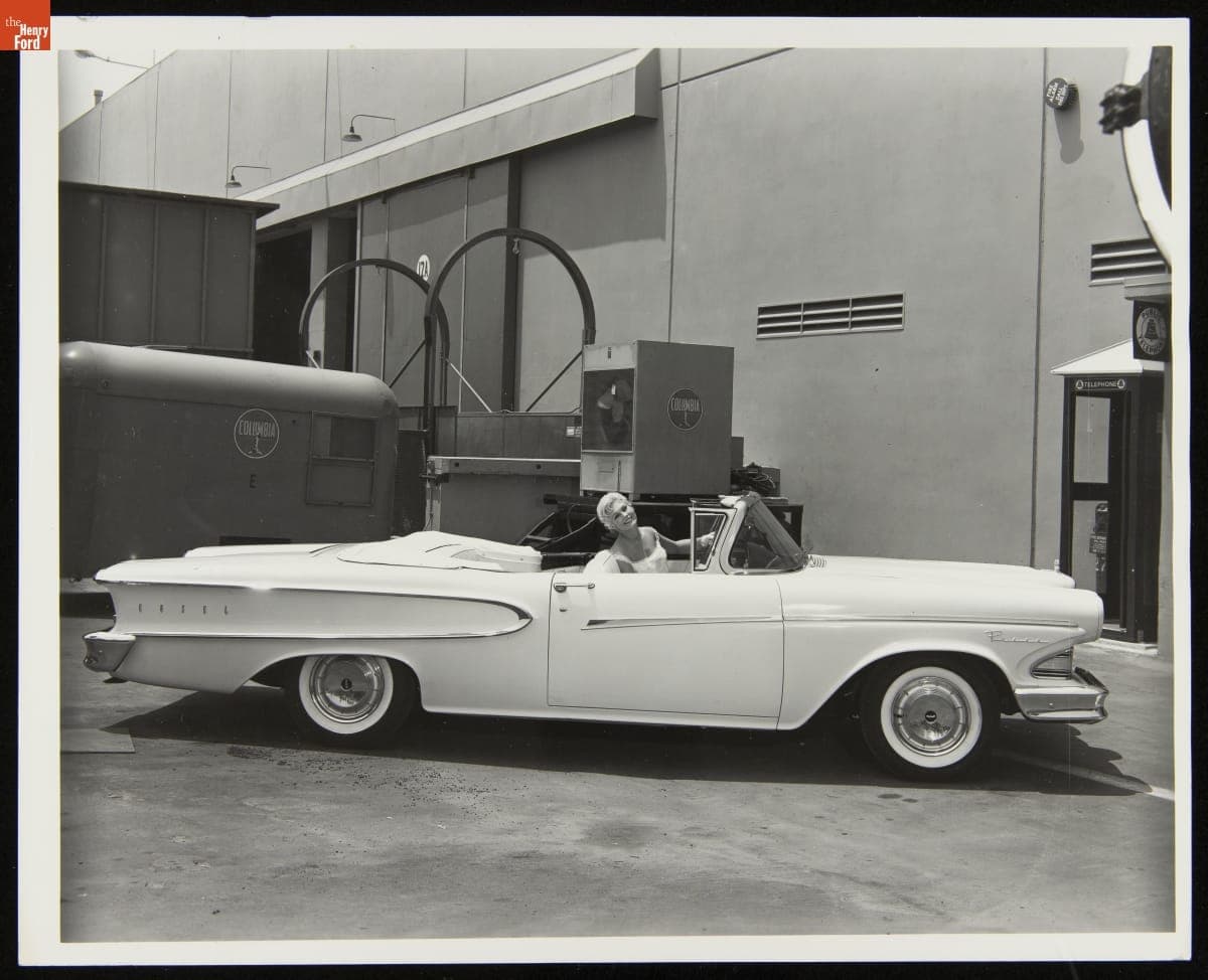 Kim Novak in a 1958 Edsel Pacer Convertible