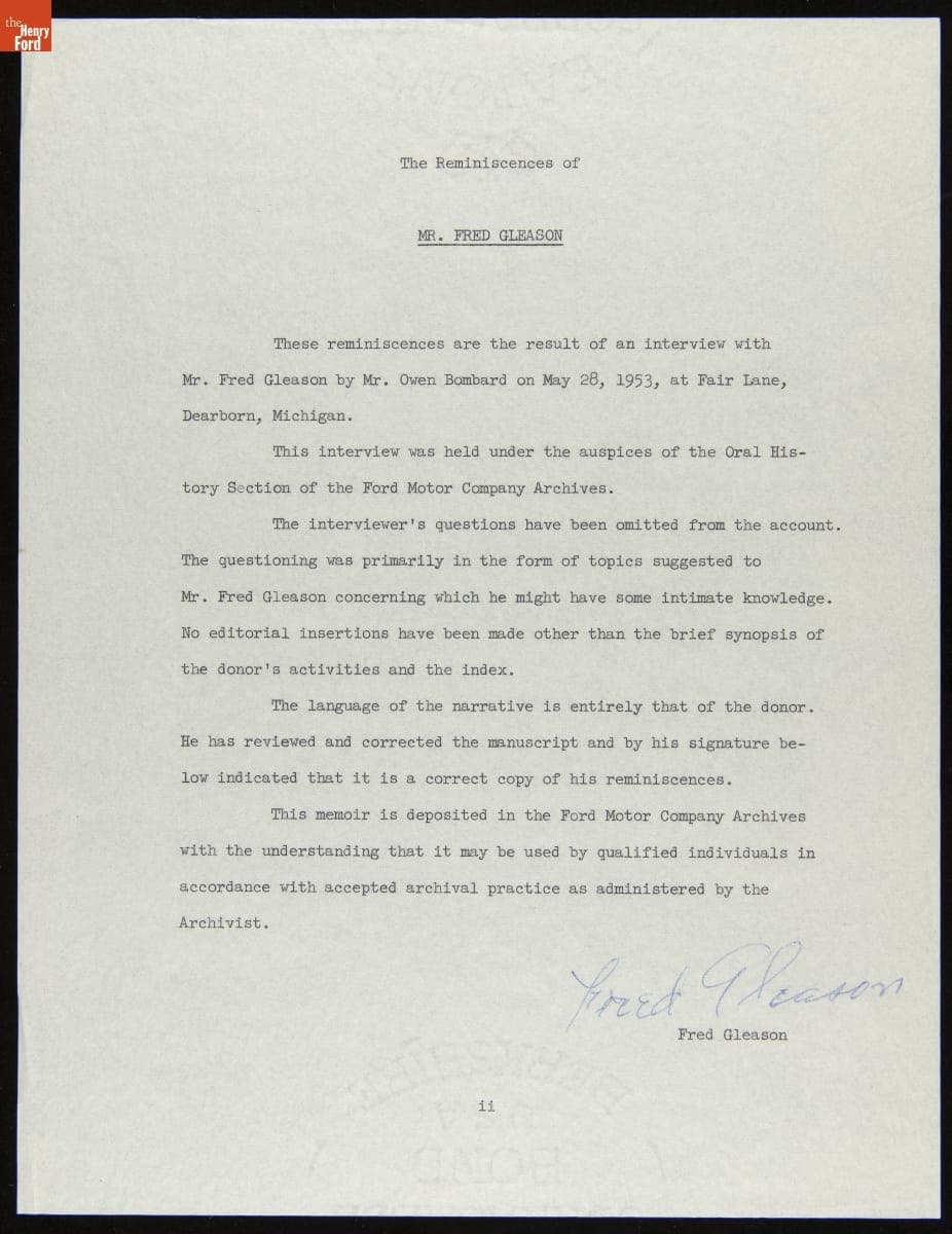 The Reminiscences of Fred Gleason