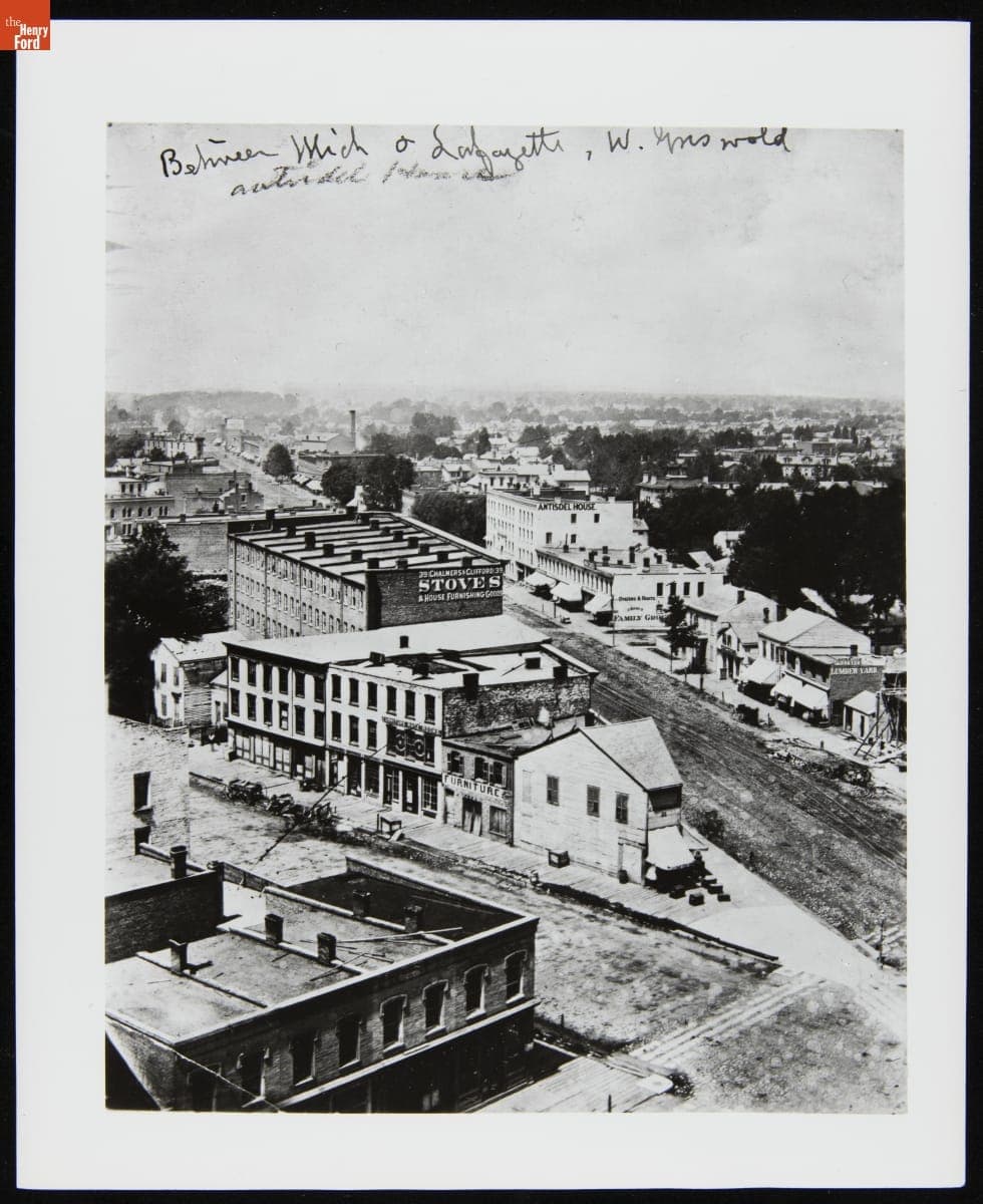 Businesses on Michigan and Lafayette Avenues, Detroit, Michigan, 1873-1885
