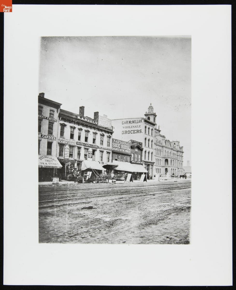 Businesses along Woodward Avenue, Detroit, Michigan, 1871