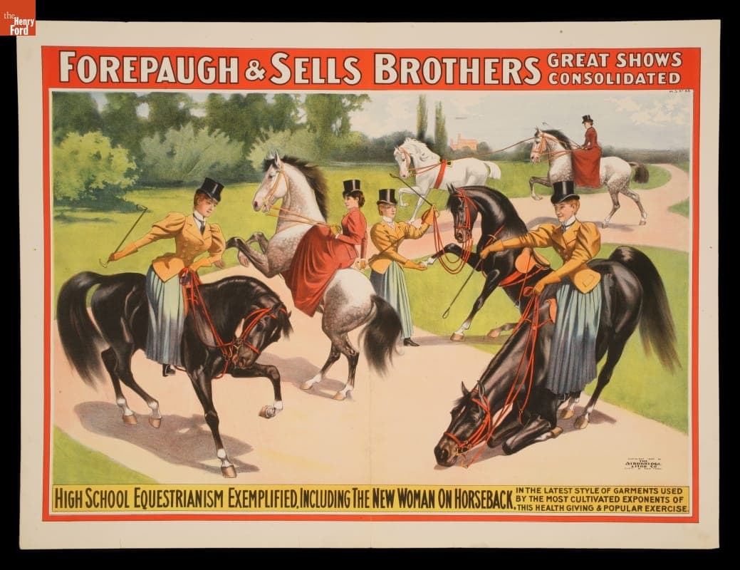 Circus Poster, Forepaugh & Sells Brothers, "High School Equestrianism Exemplified, 1899