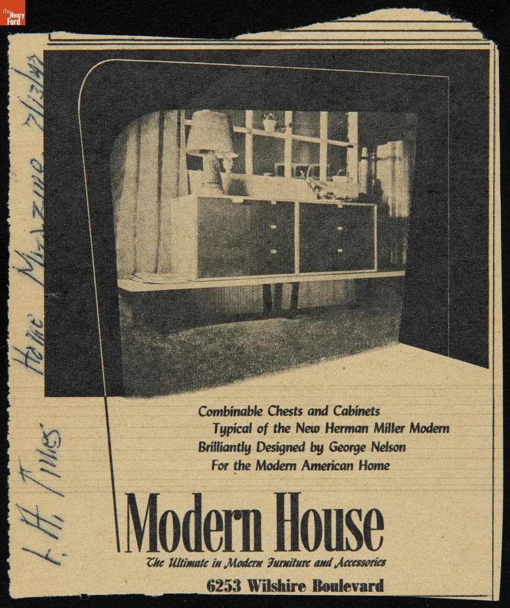 Advertisement for the "New Herman Miller Modern Brilliantly Designed by George Nelson," July 1947