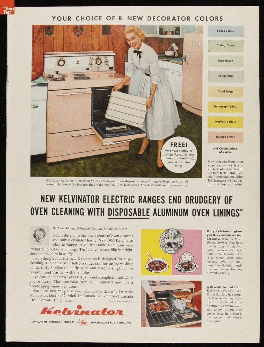 Nash-Kelvinator Corporation Advertisement, "Your Choice of 8 New Decorator Colors," 1955