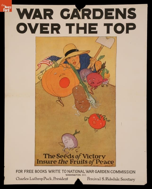 World War I Poster, "War Gardens Over the Top," 1919