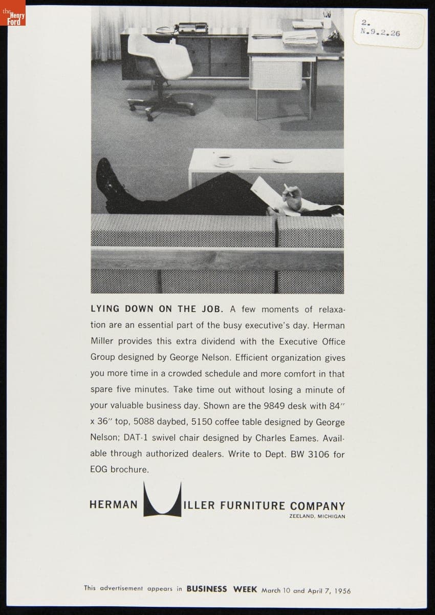 "Lying Down On The Job," Herman Miller Advertisement, March-April 1956