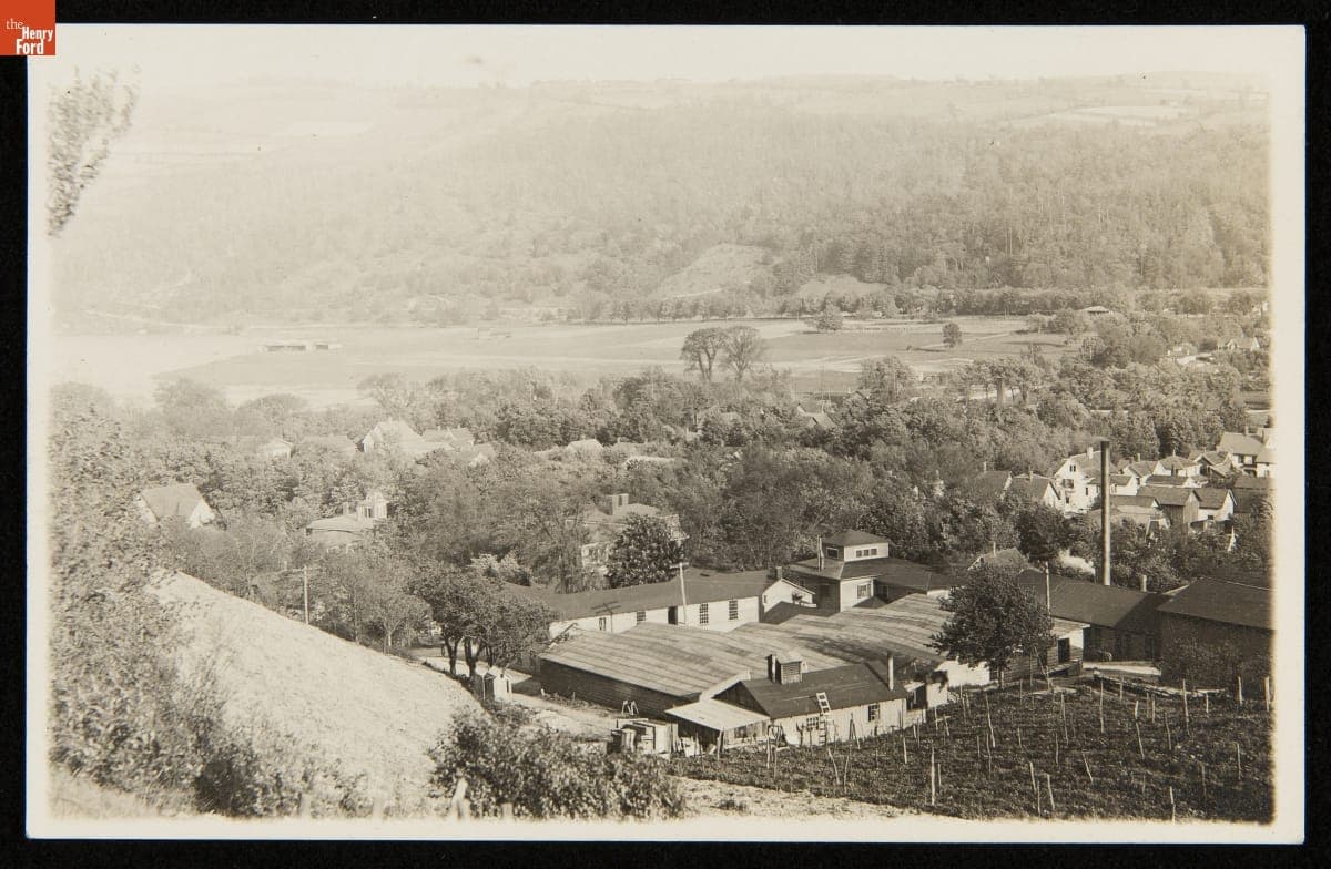 Aerial View of the Curtiss Aircraft Plant and Curtiss Home, Hammondsport, New York, circa 1911