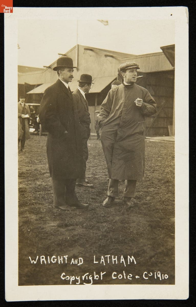 Orville Wright and Hubert Latham at the International Aviation Tournament, Belmont Park, New York, October 22-31, 1910