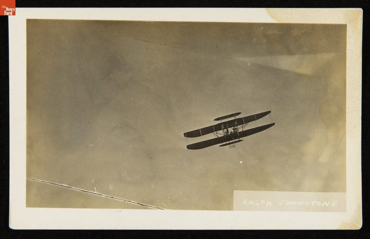 Ralph Johnstone in Flight, 1910