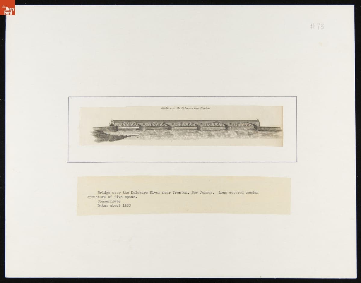 "Bridge over the Delaware River near Trenton," Copper Engraving, circa 1830