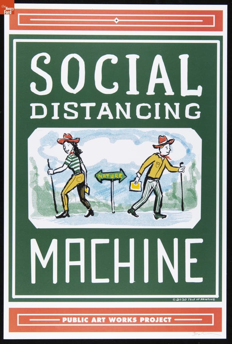 Public Service Poster, "Social Distancing Machine," 2020