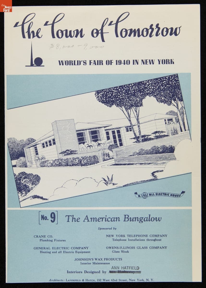 "The American Bungalow," House No. 9, Town of Tomorrow Village, New York World's Fair, 1940
