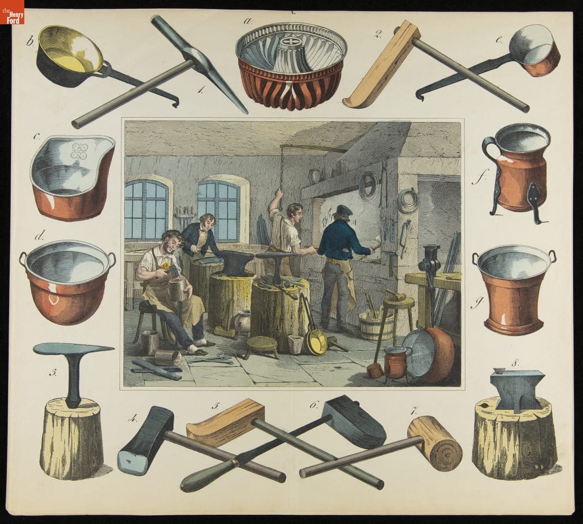 Lithograph, "Coppersmiths," circa 1840