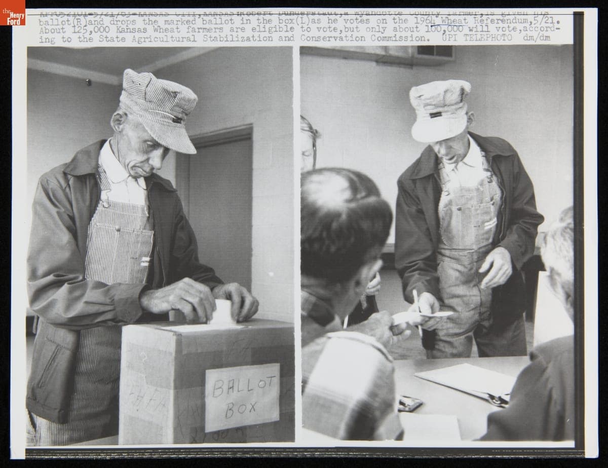 Robert Dunderstadt, a Wyandotte County, Kansas Farmer, Voting on the 1964 Wheat Referendum, May 21, 1963