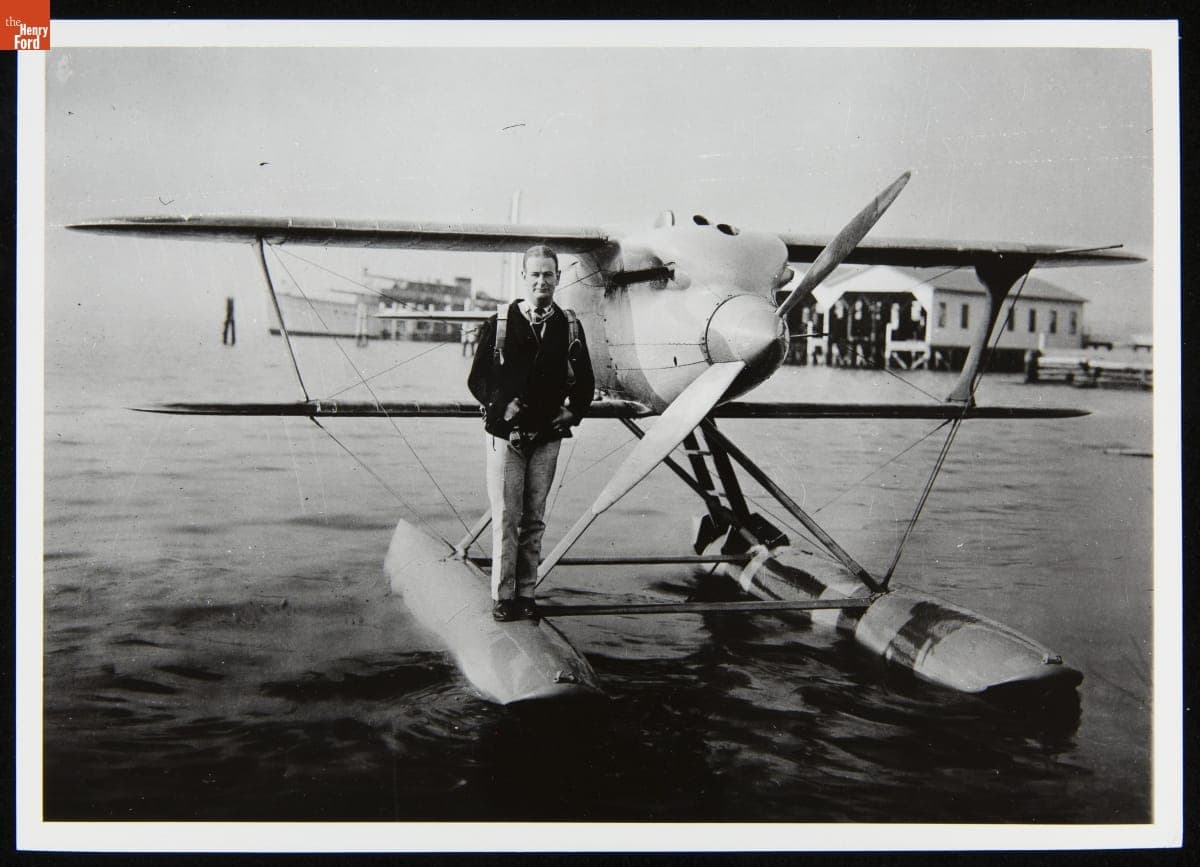 Man Standing on the Pontoon of a Seaplane, 1920-1930