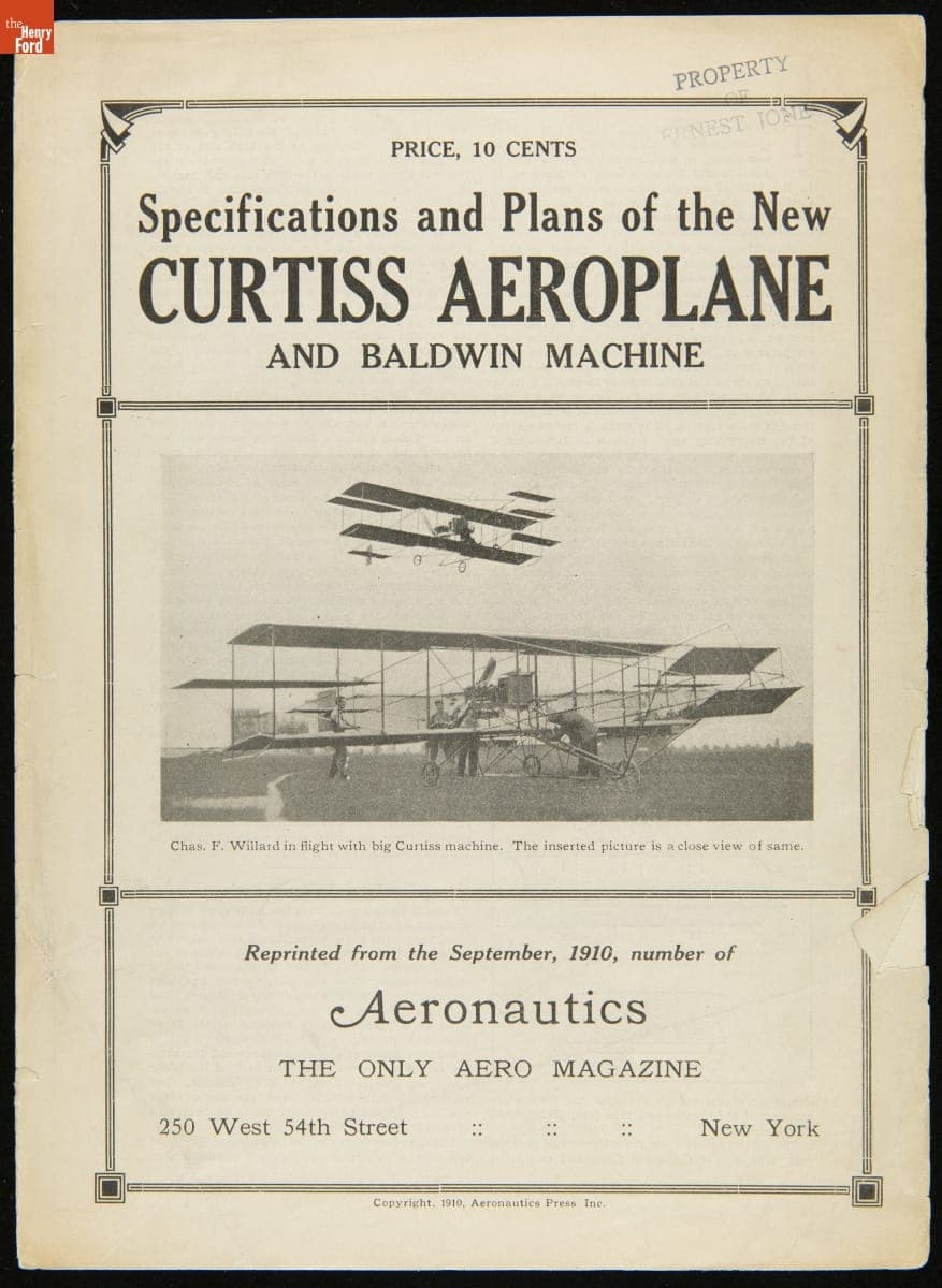 Specifications and Plans of the New Curtiss Aeroplane and Baldwin Machine, 1910