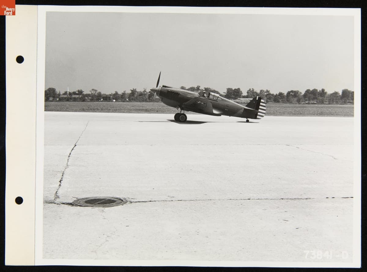 Delivery of a Sample Curtiss P-40 One Motor Pursuit Plane to Ford Airport, Dearborn, Michigan, June 1940