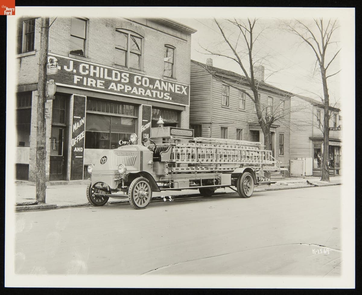 Mack Model AC Hook & Ladder Fire Truck, "L.B.F.D. Independent No. 2," 1911-1916