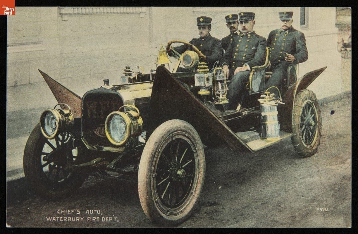 Postcard, "Chief's Auto, Waterbury Fire Dept.," 1912