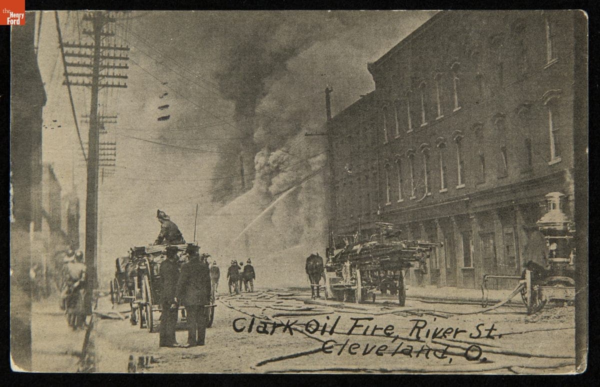 "Clark Oil Fire, River St., Cleveland, O.," 1912
