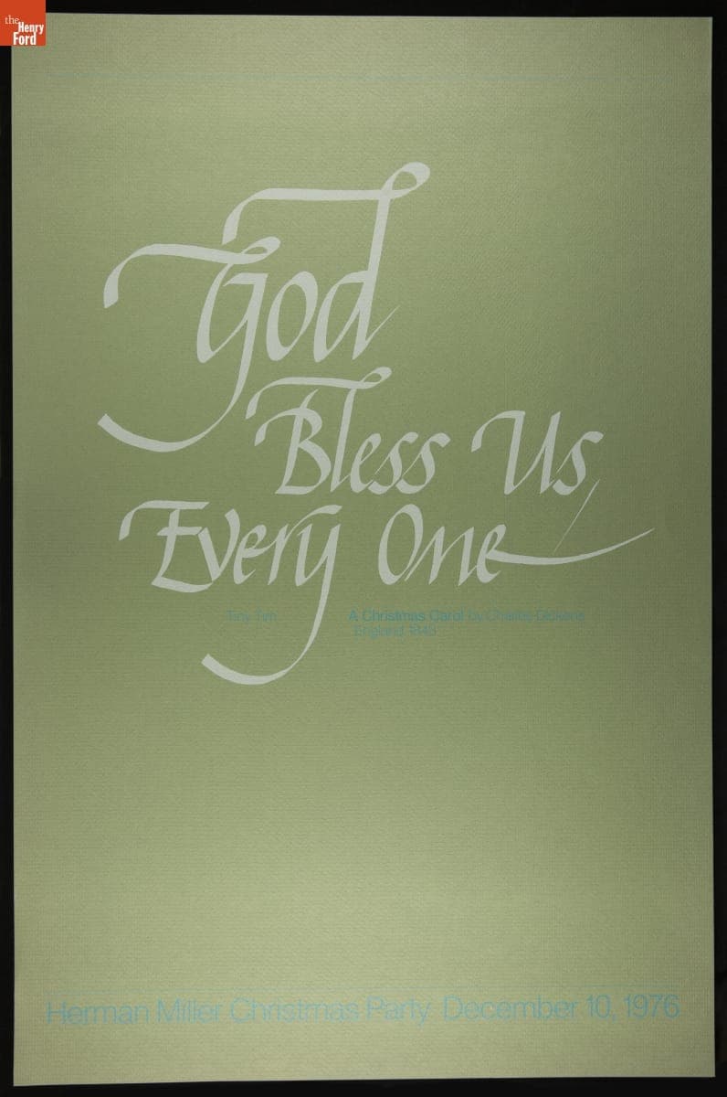 Herman Miller Christmas Party Poster, "God Bless Us, Everyone," December 10, 1976