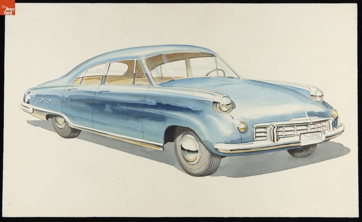 Rendering, 1950s Lincoln, Three-quarter Side View