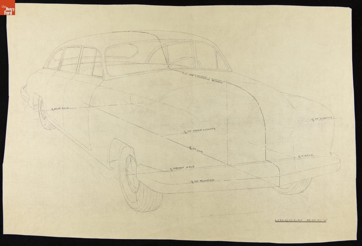 Design drawing, circa 1950 Lincoln Centerline