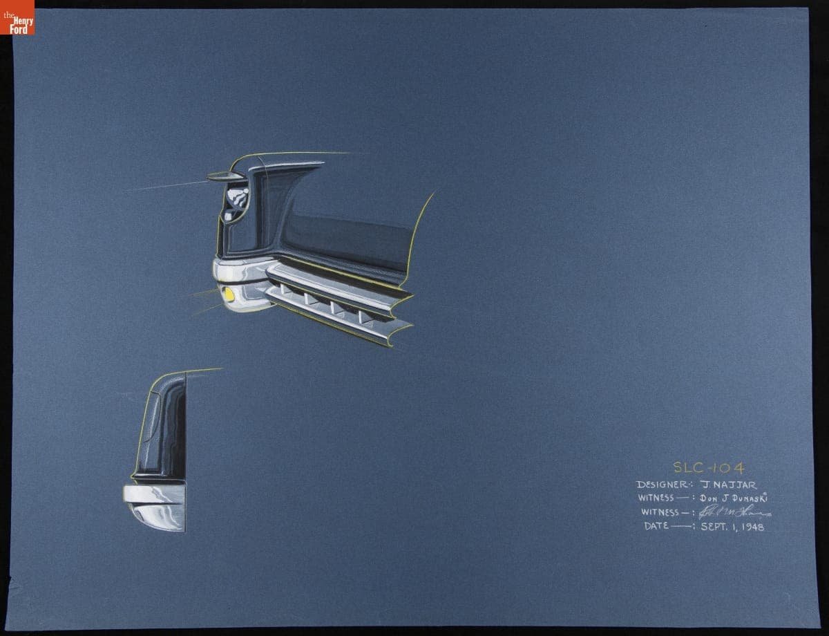 Rendering, "SLC-104" (Lincoln Rear Bumper and Taillamp), September 1948