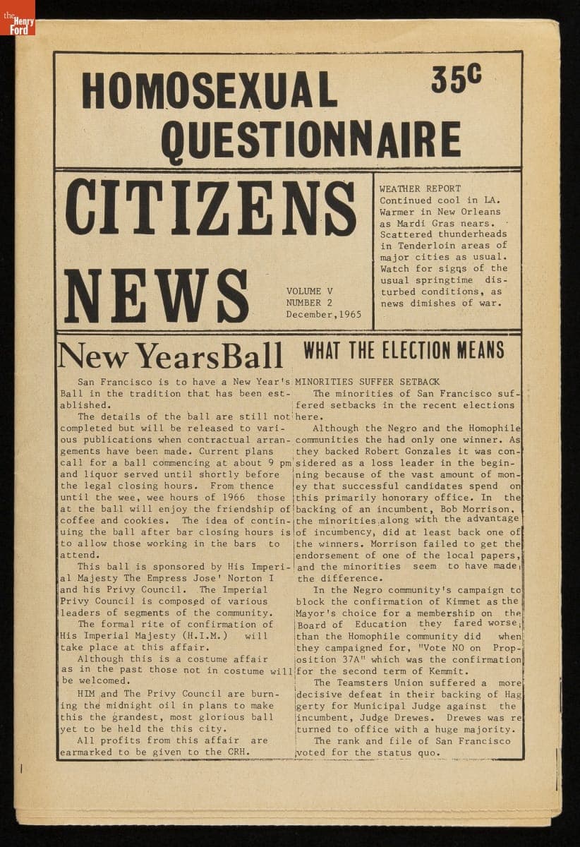 Citizens News, Volume V, Number 2, December 1965