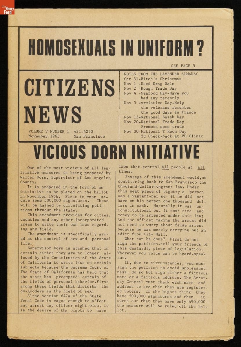 Citizens News, Volume V, Number 1, November 1965