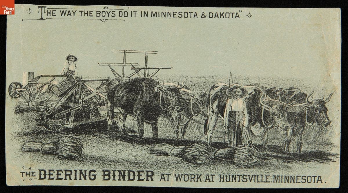 Deering Twine Binder Trade Card, "The Way the Boys Do It in Minnesota & Dakota," 1881