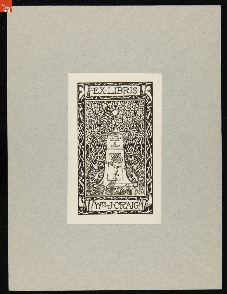 Bookplate of William J. Craig, circa 1917