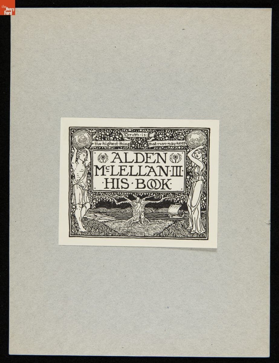 Bookplate of Alden McLellan III, circa 1917