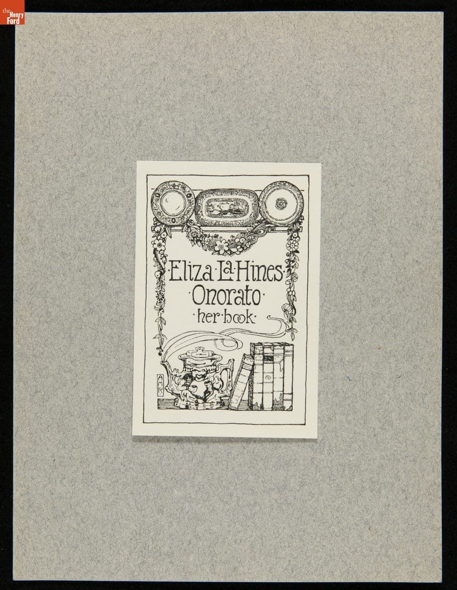 Bookplate of Eliza LaHines Onorato, 1905-1917