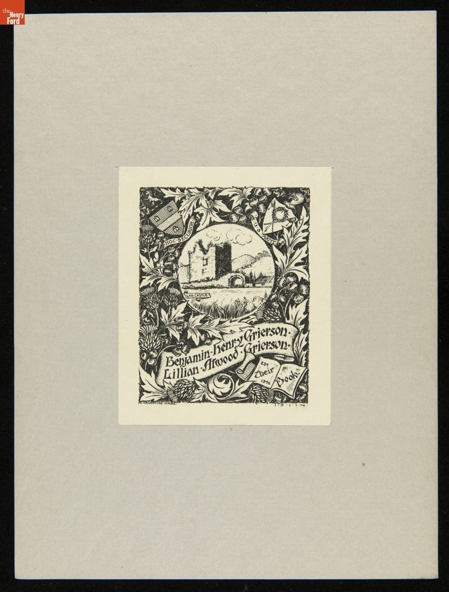 Bookplate of Benjamin Henry Grierson and Lillian Atwood Grierson, 1911