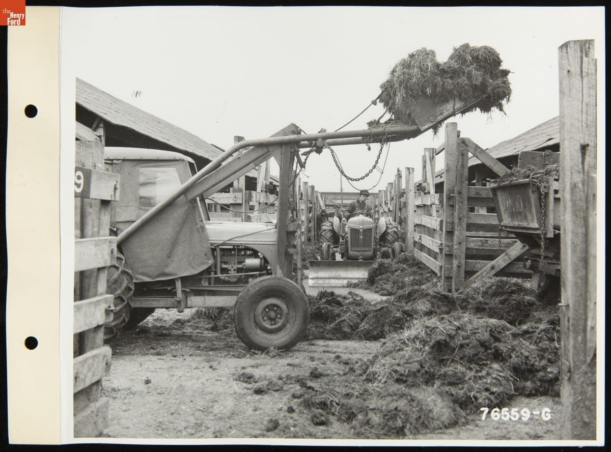 Using a Ford-Ferguson Tractor for Manure Removal at the Detroit Stockyards, January 1942