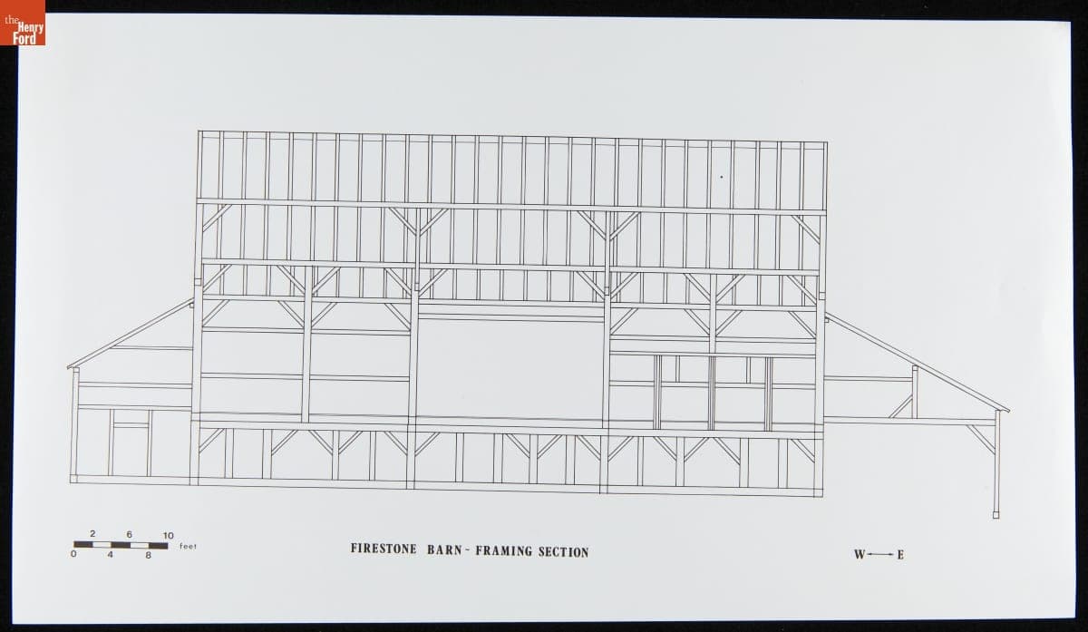 Diagram, Firestone Barn--Framing Section W--E, 1983-1985
