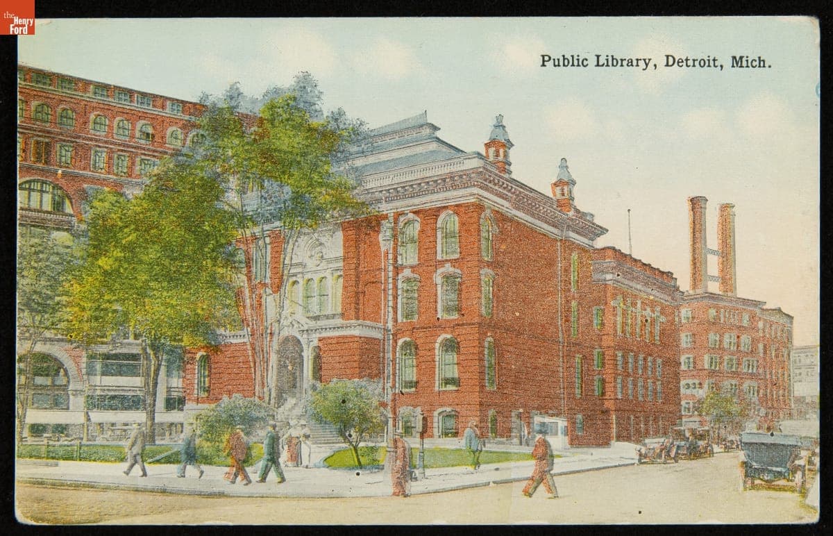Postcard, "Public Library, Detroit, Mich.," circa 1915