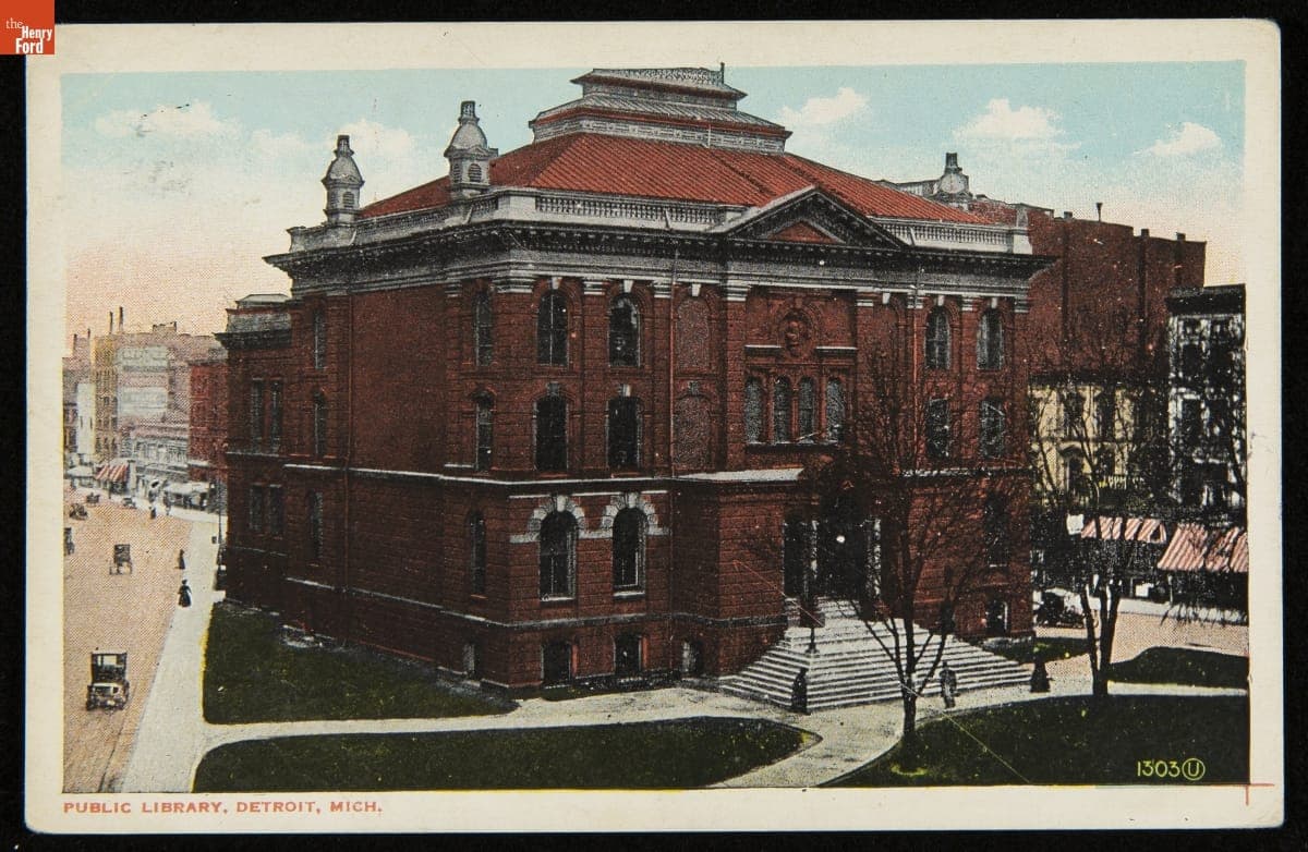Postcard, "Public Library, Detroit, Mich.," circa 1905