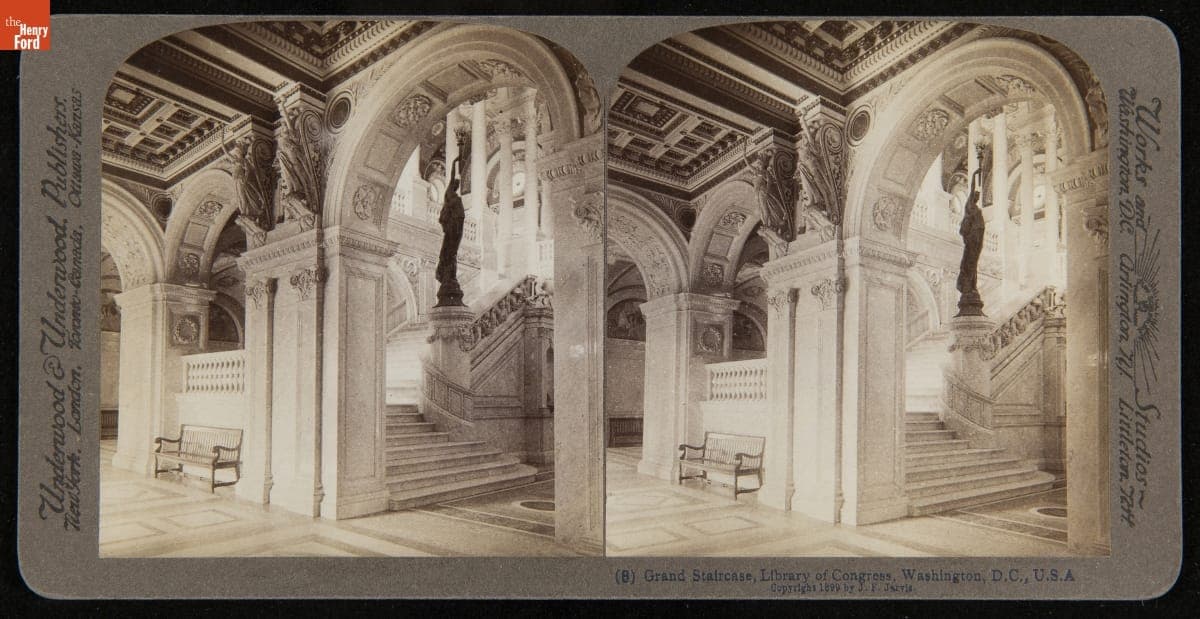 Stereograph, "Grand Staircase, Library of Congress, Washington, D.C., U.S.A.," 1899