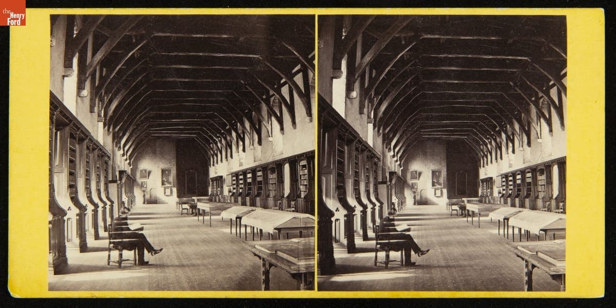 Stereograph, "Durham Cathedral--The Library," 1870-1873