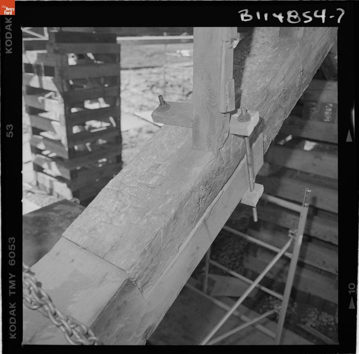 Restoration Work on the Ackley Covered Bridge in Greenfield Village, September 2000
