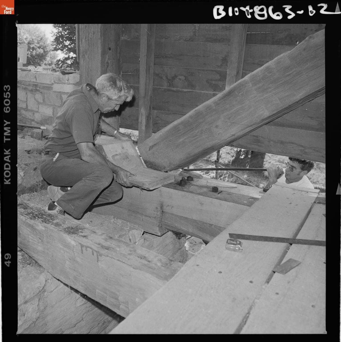 Restoration Work on the Ackley Covered Bridge in Greenfield Village, October 2000