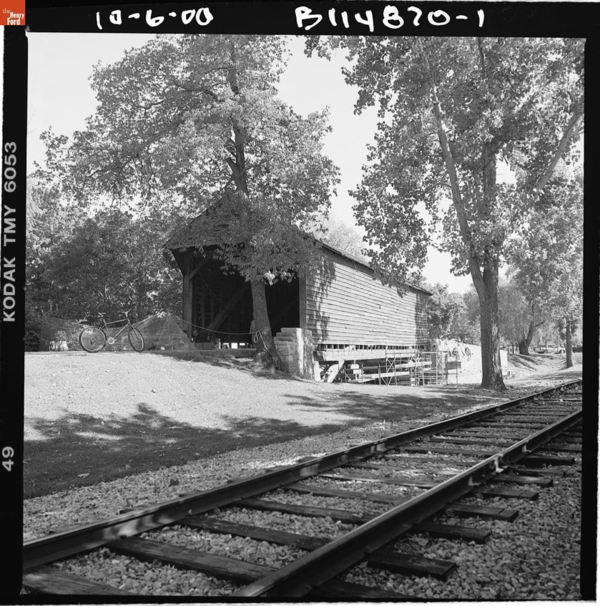 Restoration Work on the Ackley Covered Bridge in Greenfield Village, October 2000