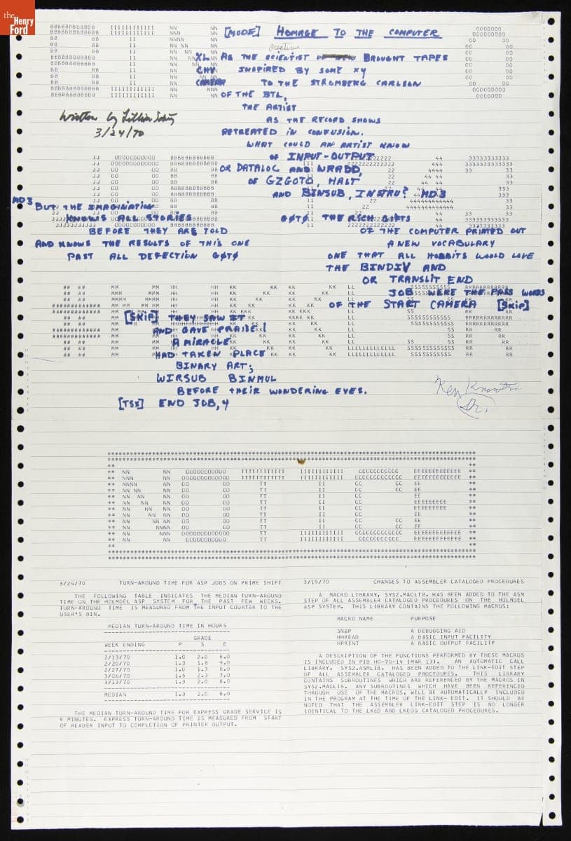 Original Sheets for the Computer Artist's Handbook, 1970