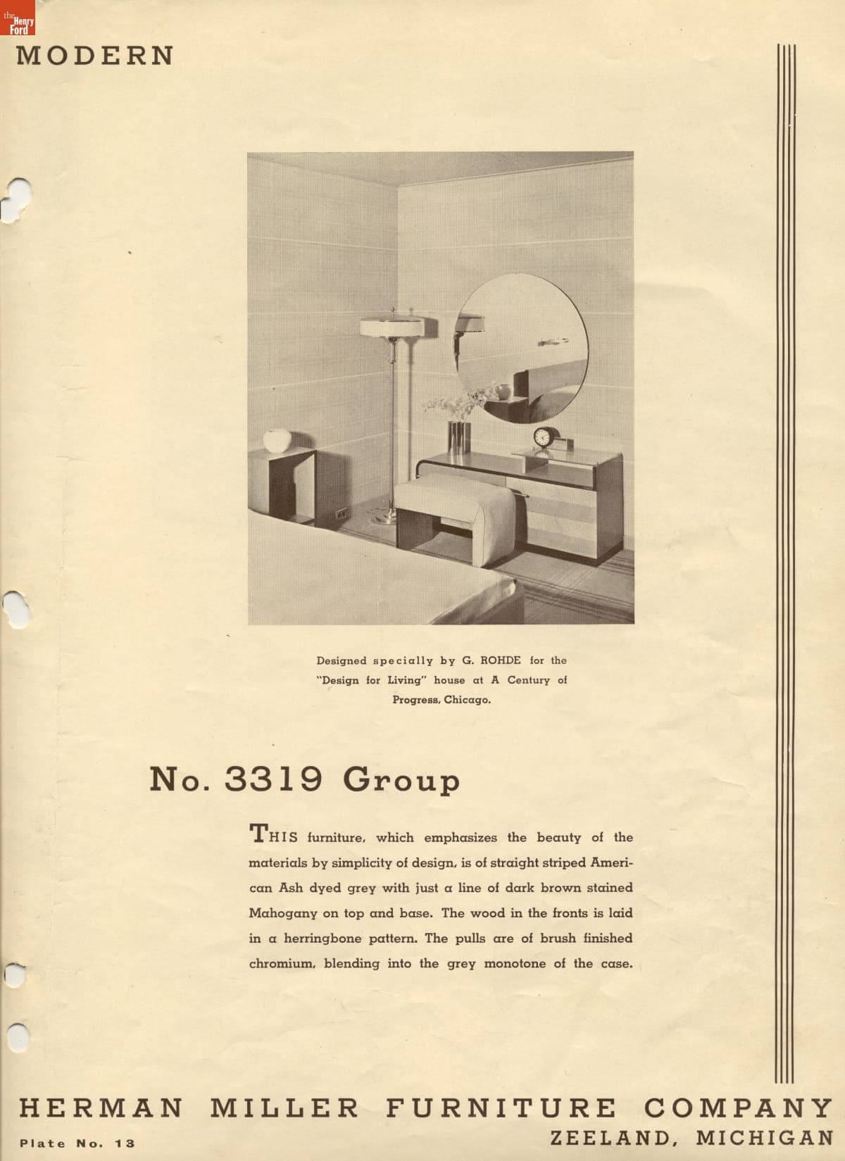 The Herman Miller Furniture Company, Makers of Fine Furniture, Zeeland, Michigan, 1933