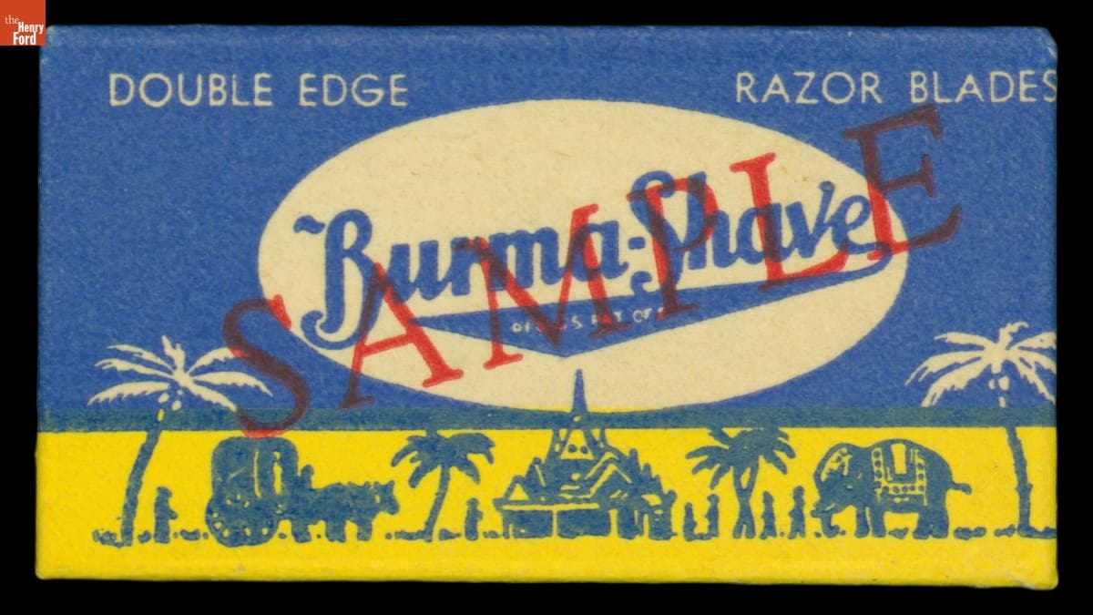 Packaging for Sample Burma-Shave Double Edge Razor Blades, 1936